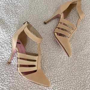 Skin Footwear- nude caged heels. Size 7.